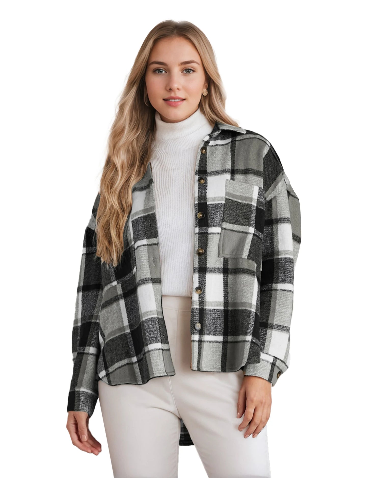 Women's Chequered Shirt Jacket